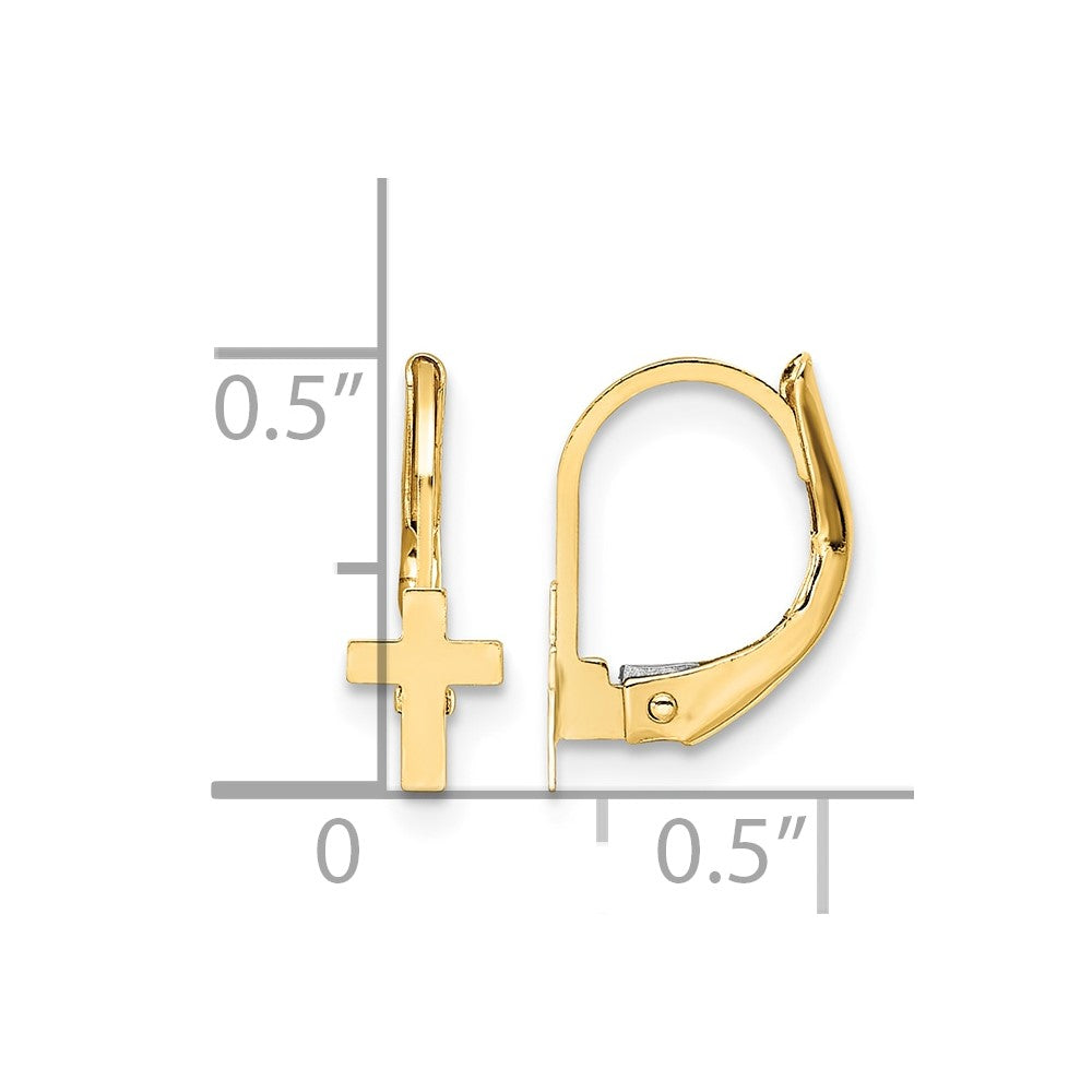 14K Madi K Polished Cross Leverback Earrings