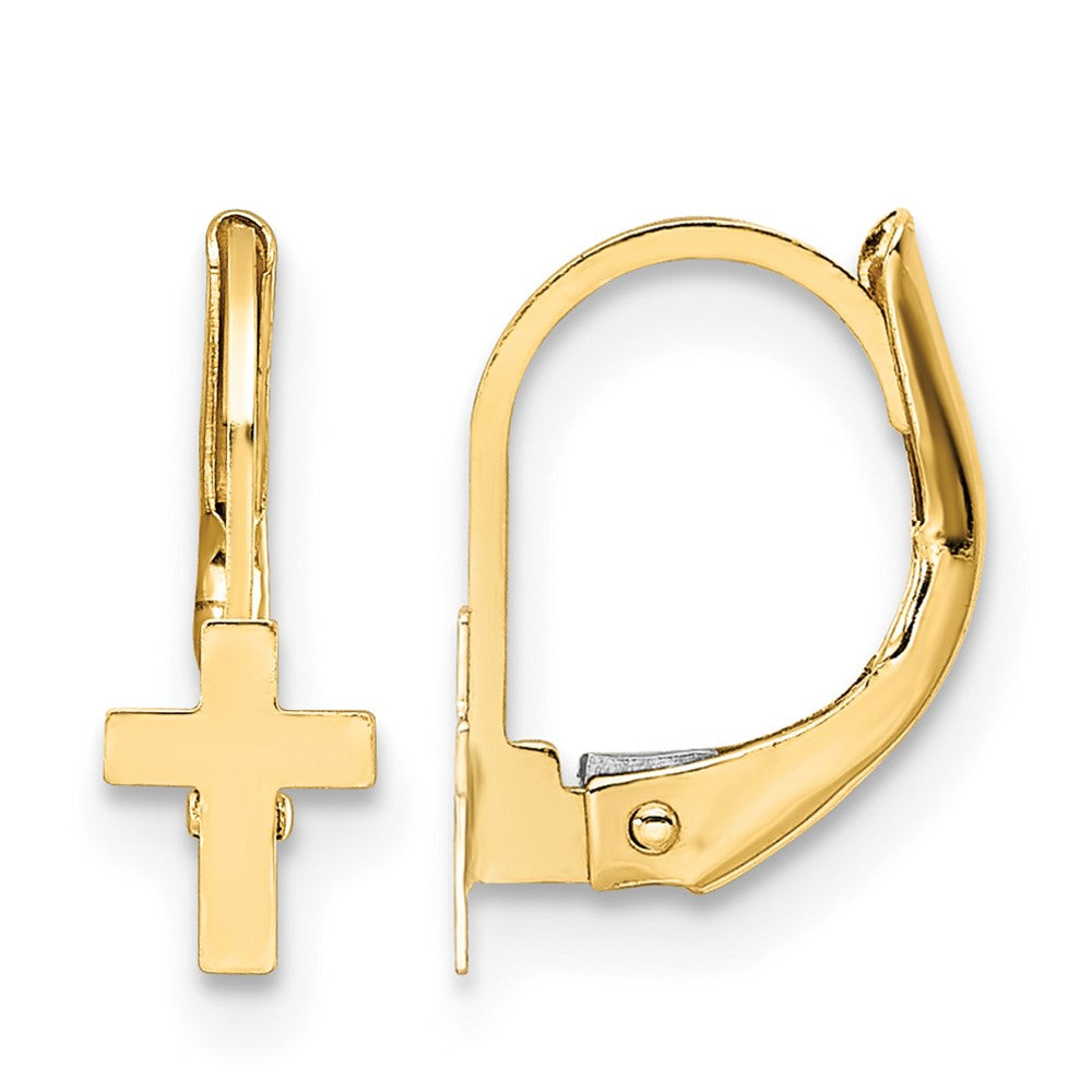 14K Madi K Polished Cross Leverback Earrings