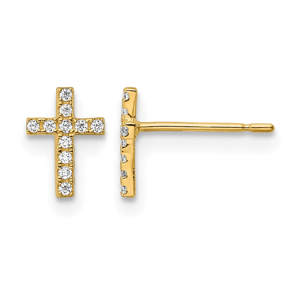 14k Madi K CZ Cross Post Earrings