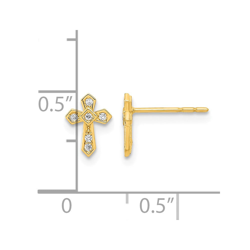 14K Madi K Polished Cross CZ Post Earrings