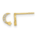 14K Madi K Polished Moon and Star CZ Post Earrings