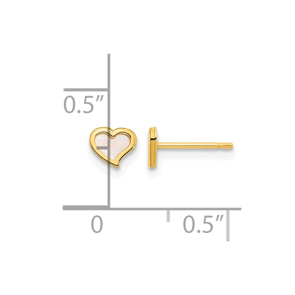 14K Madi K Polished Heart Mother of Pearl Post Earrings