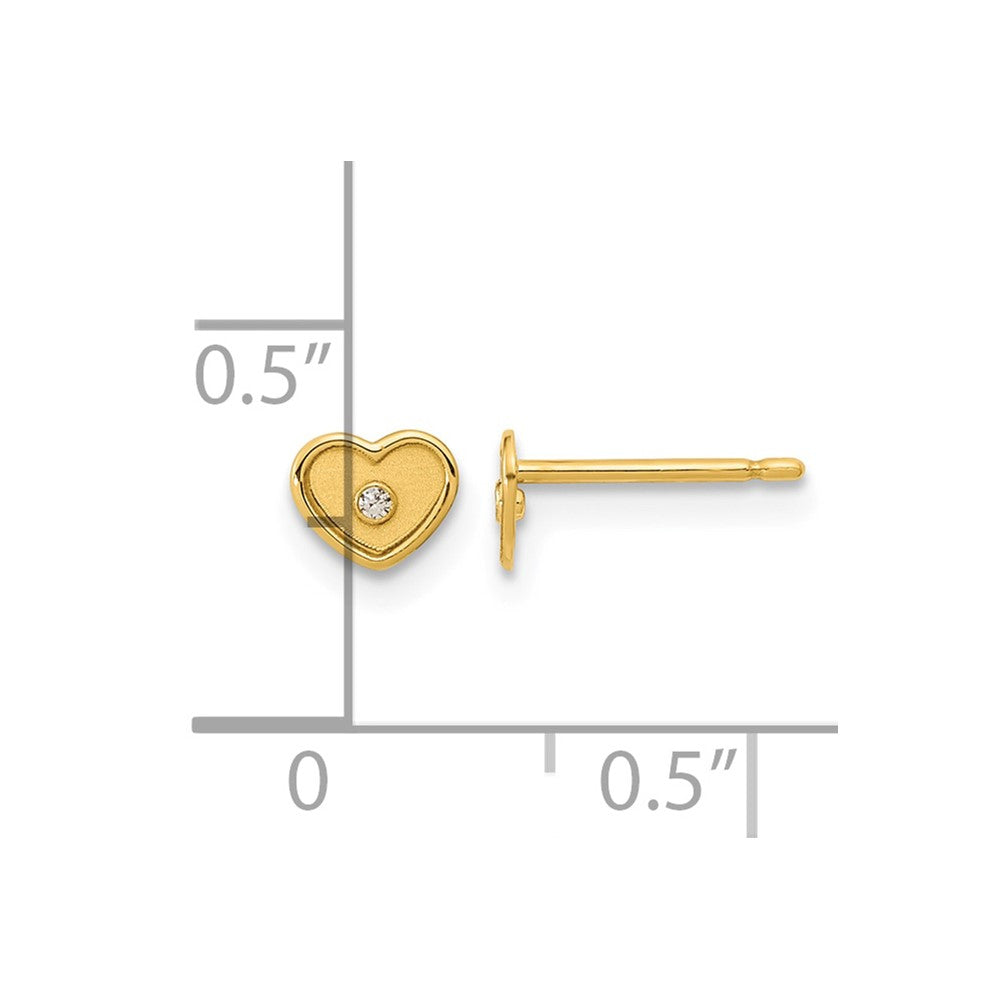 14K Madi K Polished & Brushed CZ Heart Post Earrings
