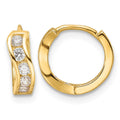 14k Madi K Polished CZ Wavy Hinged Huggie Hoop Earrings