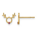 14k Madi K Red CZ Reindeer Post Earrings