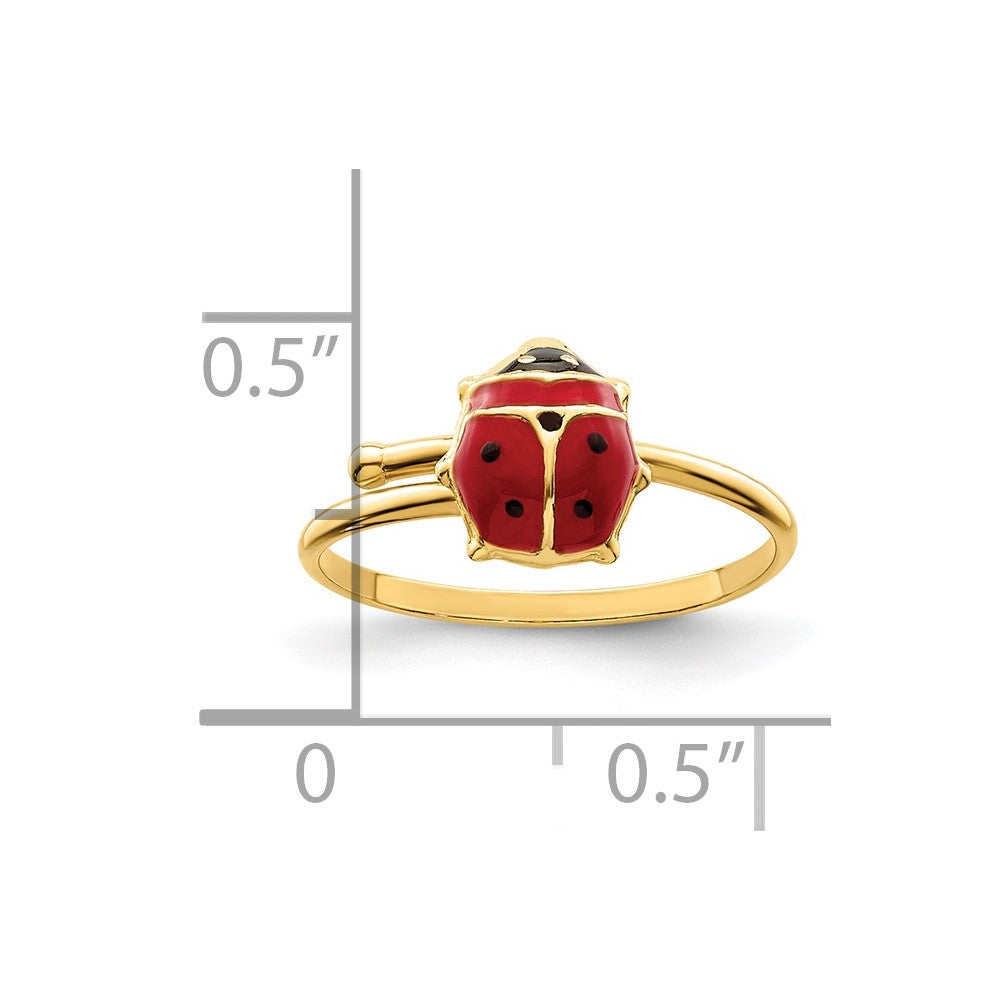 14k Polished Enameled Madi K Ladybug Adjustable Ring
