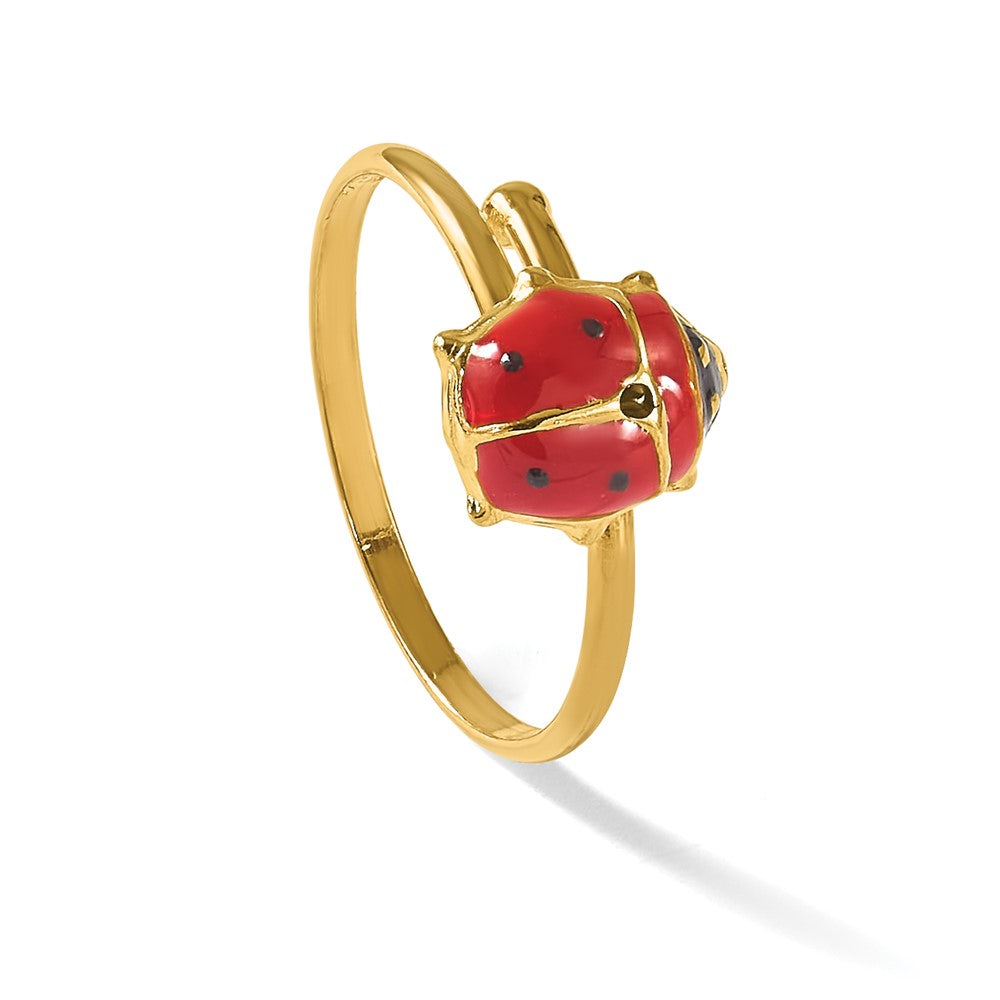 14k Polished Enameled Madi K Ladybug Adjustable Ring