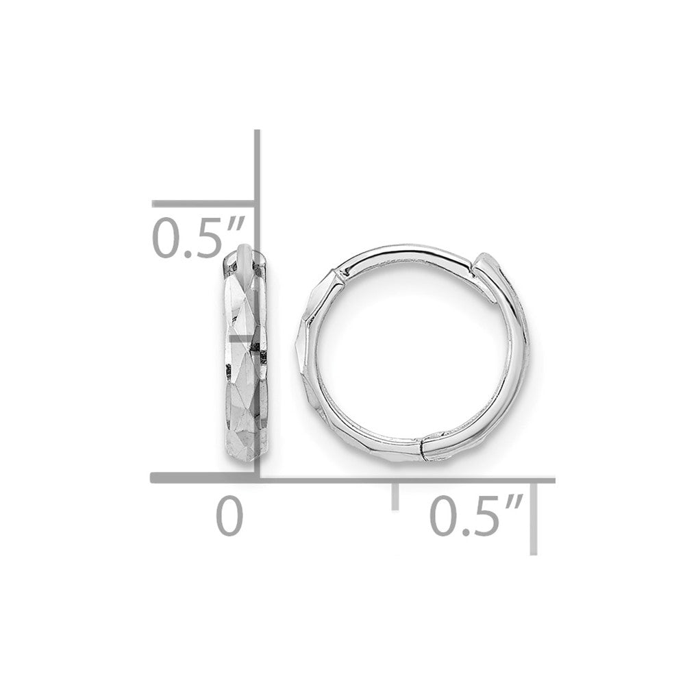 14K White Gold Madi K Hinged Diamond Cut Hoop Earrings
