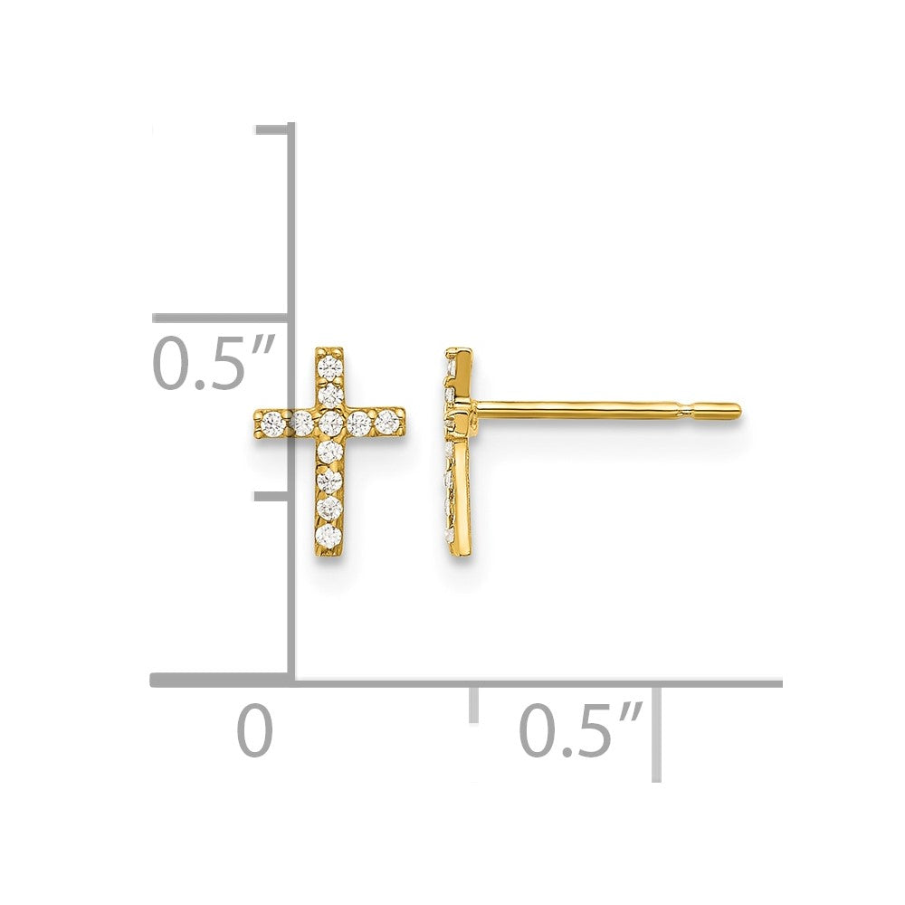 14k Madi K Polished CZ Cross Post Earrings
