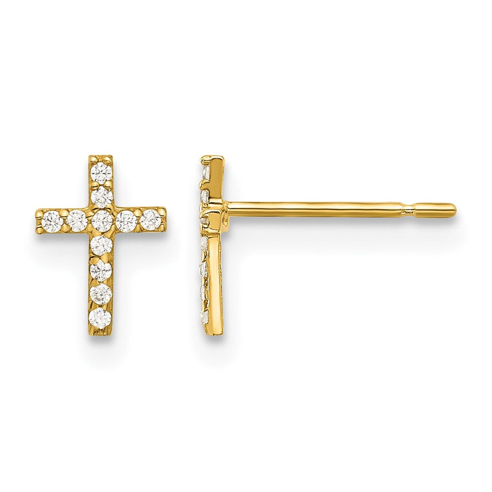 14k Madi K Polished CZ Cross Post Earrings