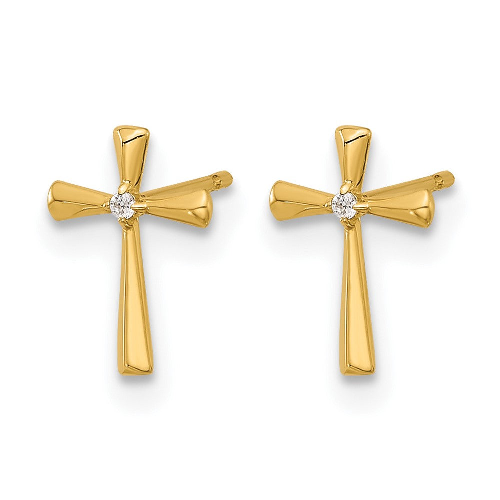 14k Madi K Polished CZ Cross Post Earrings