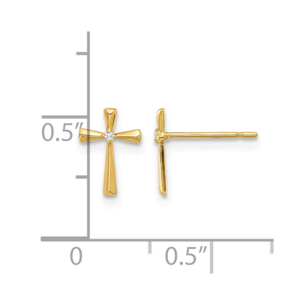 14k Madi K Polished CZ Cross Post Earrings
