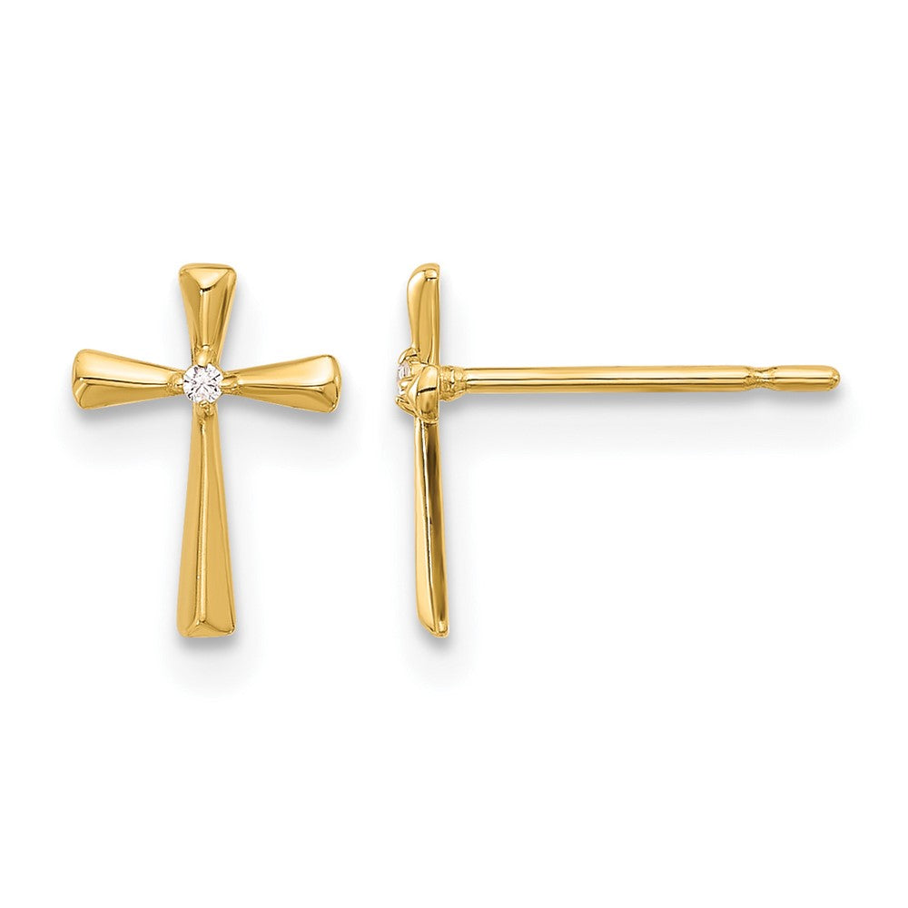 14k Madi K Polished CZ Cross Post Earrings