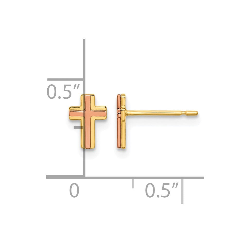 14k Madi K Two-tone Cross Post Earrings