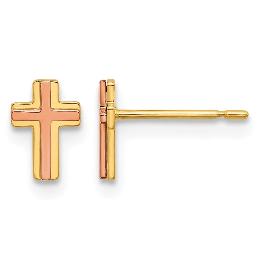 14k Madi K Two-tone Cross Post Earrings