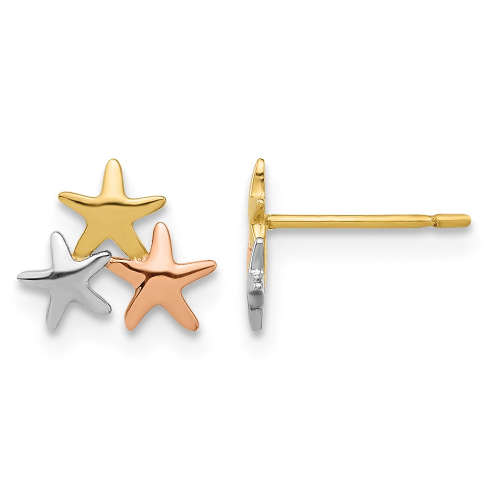 14k Madi K with Rose and White Rhodium Polished Stars Post Earrings