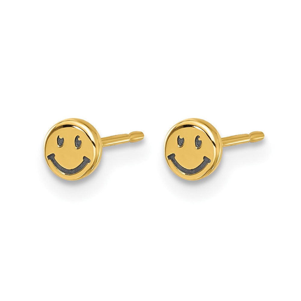 14k Madi K and Black Rhodium-plated Polished Smiley Face Post Earrings