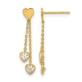 14k Madi K Polished CZ Hearts Post Dangle Earrings