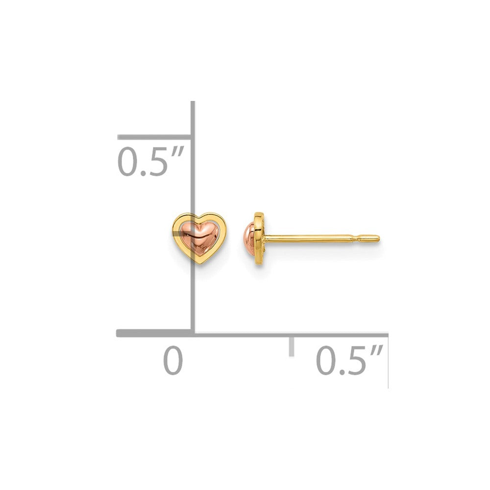 14k Madi K Two-Tone Polished Heart Post Earrings