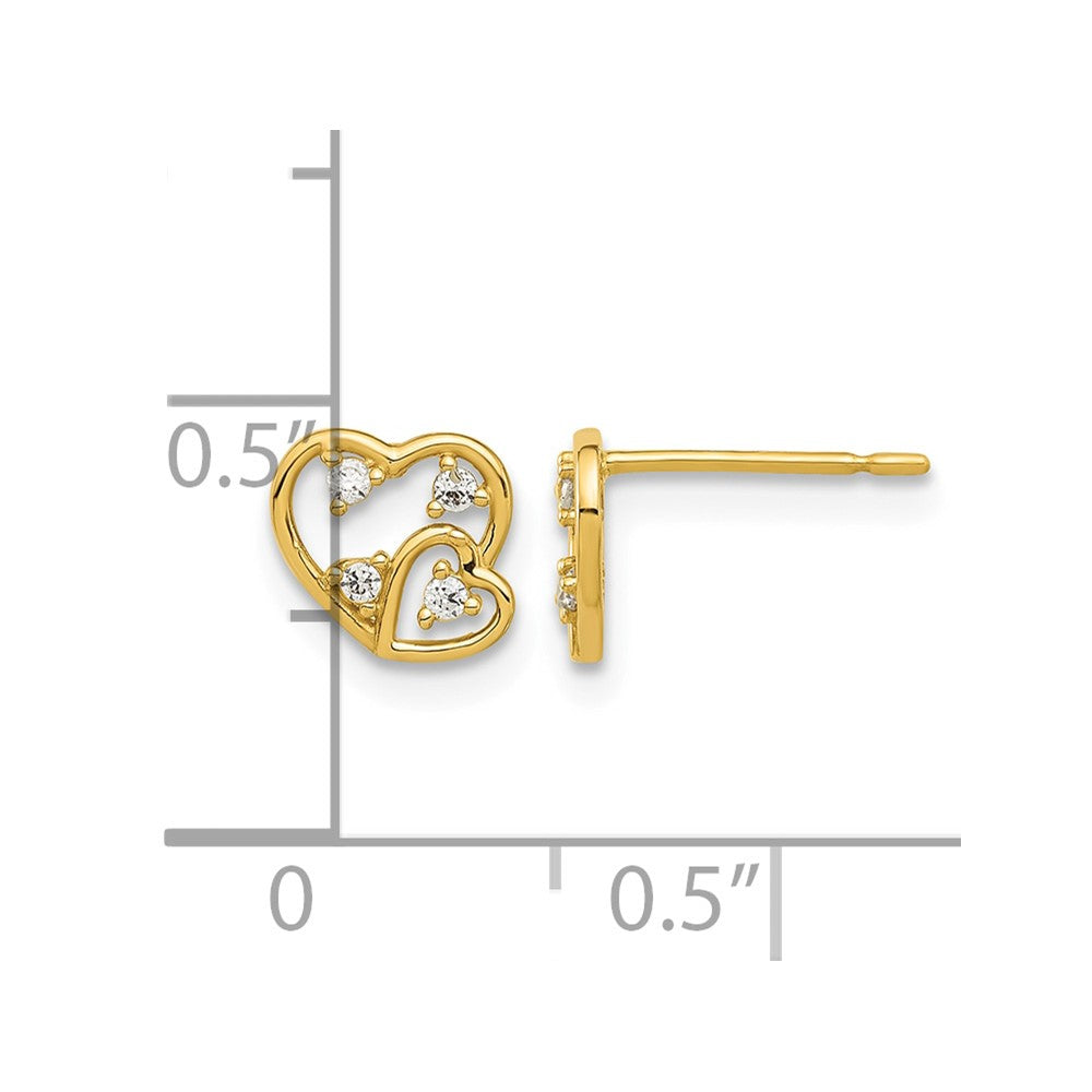 14k Madi K Polished CZ Hearts Post Earrings