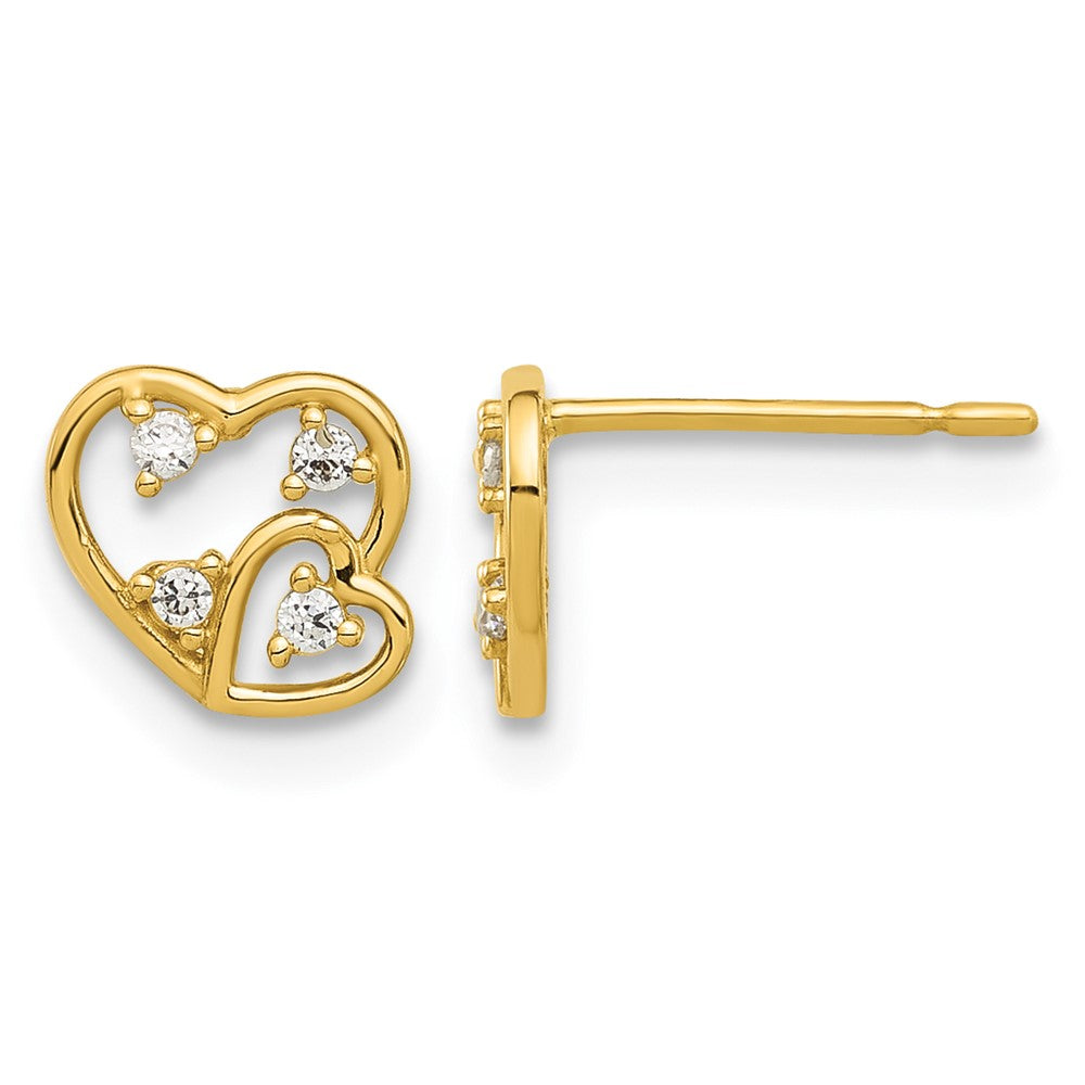 14k Madi K Polished CZ Hearts Post Earrings