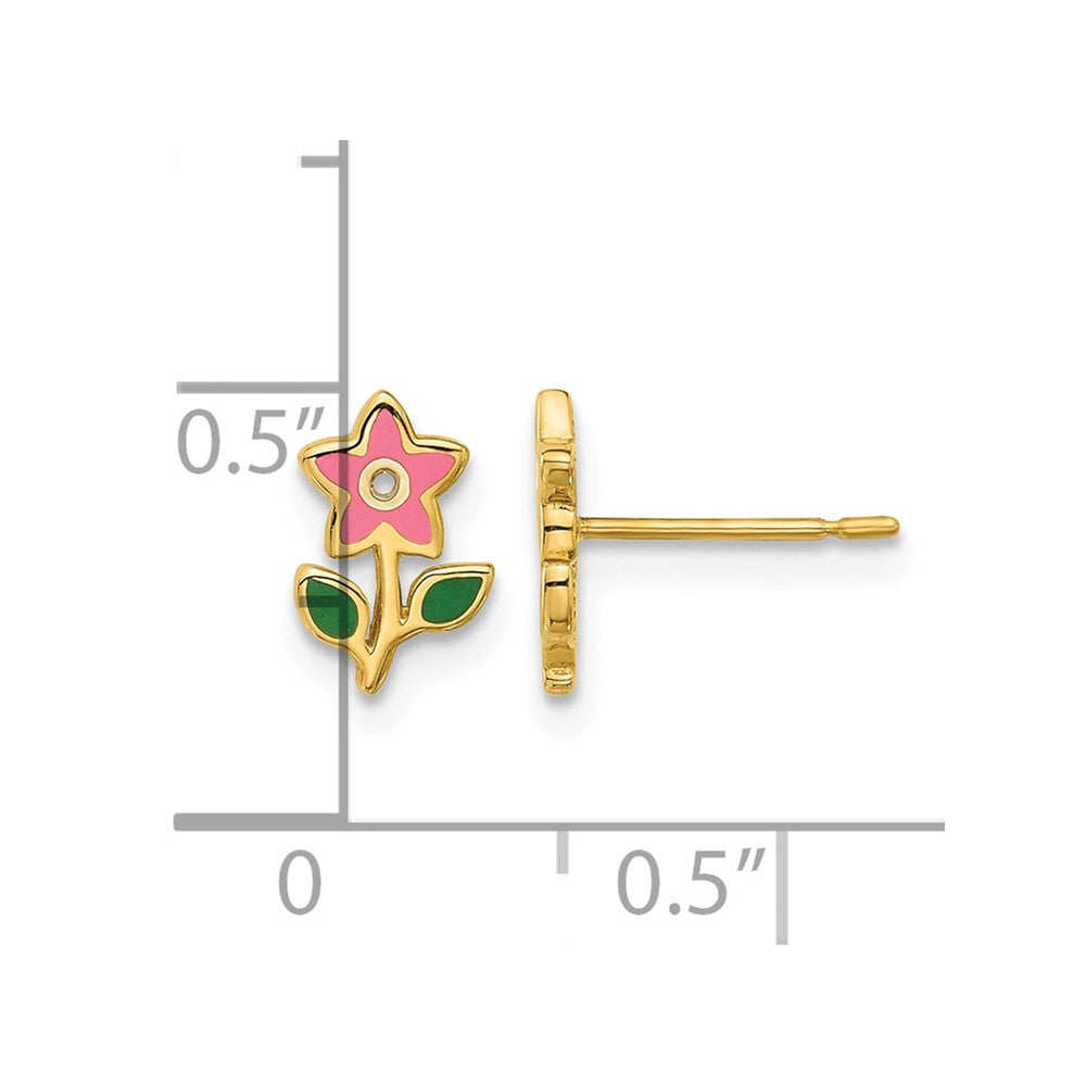 14k Madi K Polished Enameled Flower Post Earrings