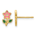 14k Madi K Polished Enameled Flower Post Earrings
