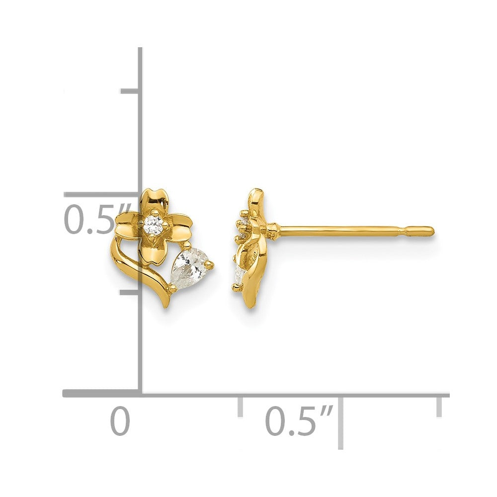 14k Madi K Polished CZ Flower Post Earrings