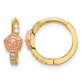 14k Madi K Polished Two-tone CZ Hinged Huggie Hoop Earrings