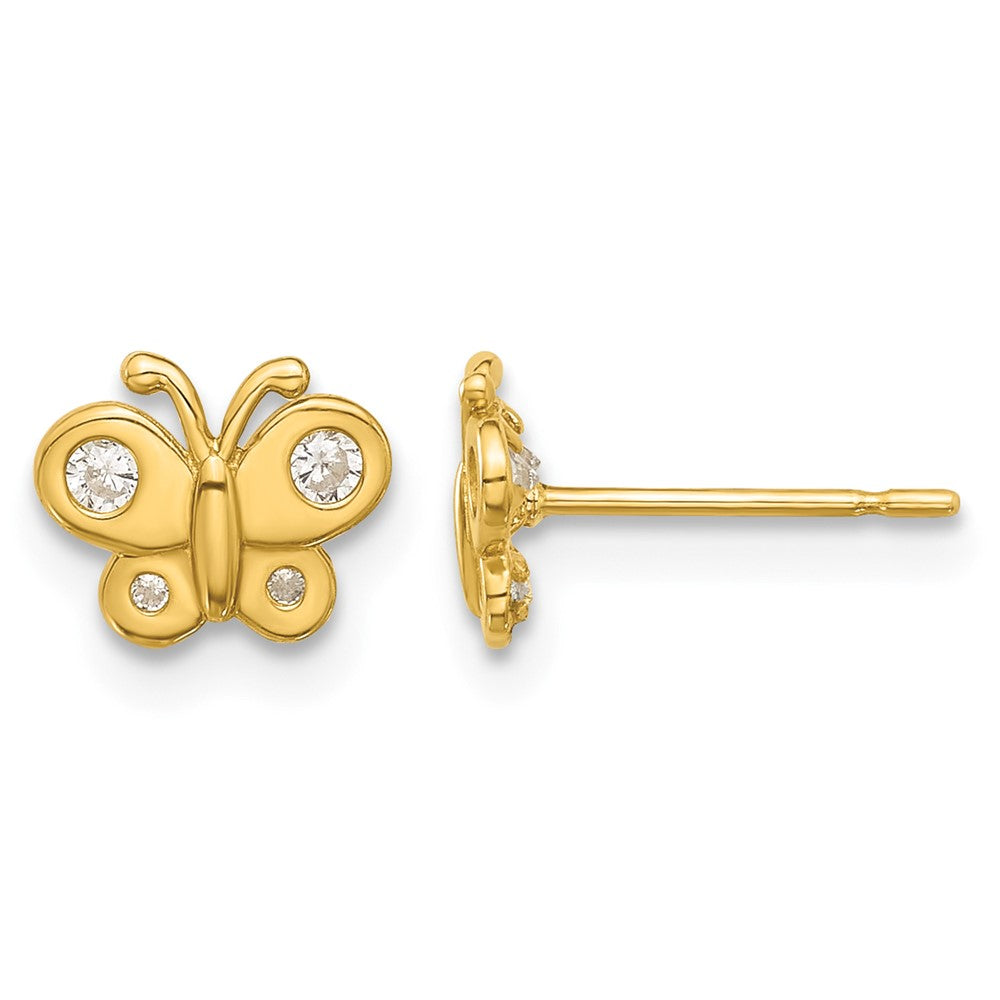 14k Madi K Polished CZ Butterfly Post Earrings