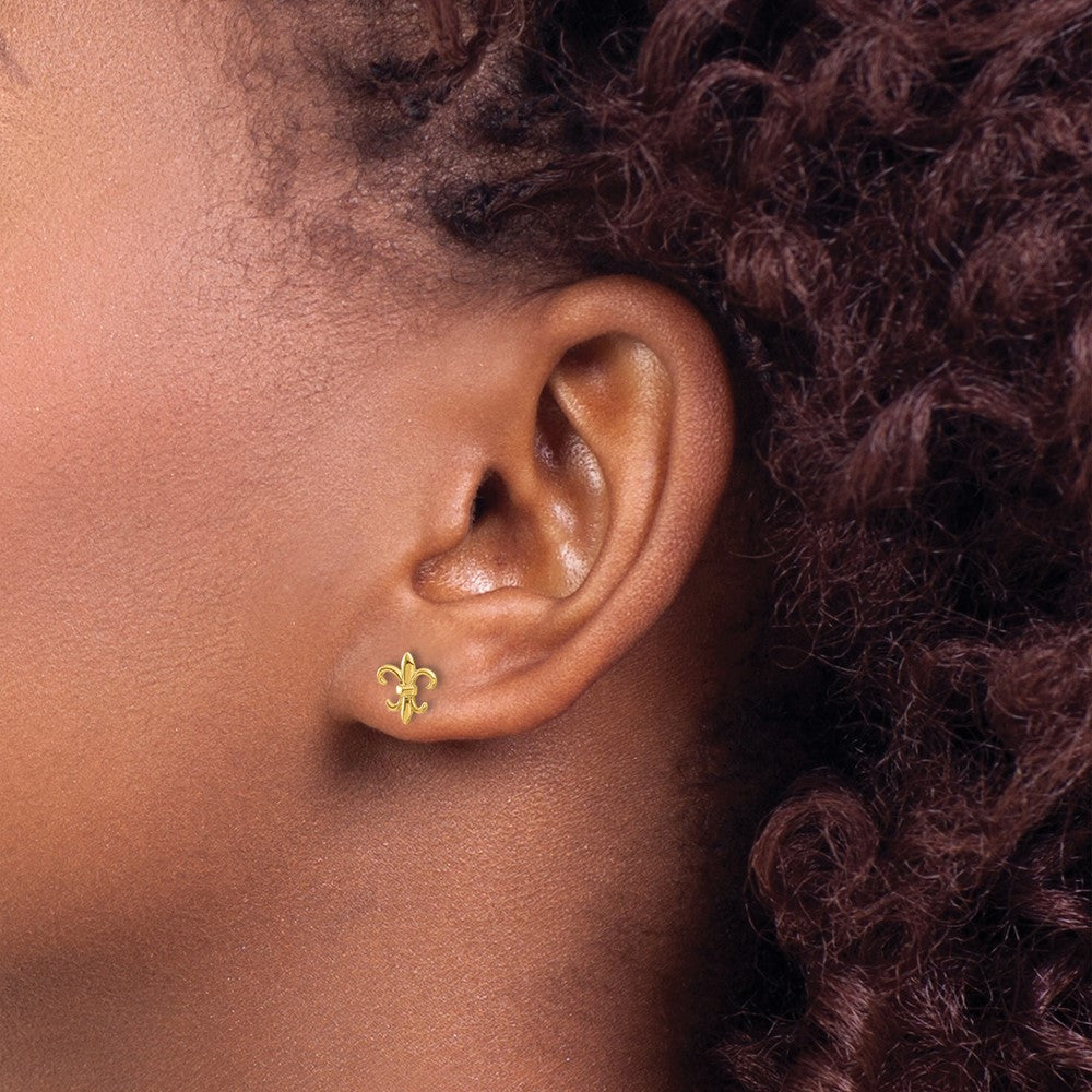 14k Madi K Polished Fleur de Lis Post Earrings