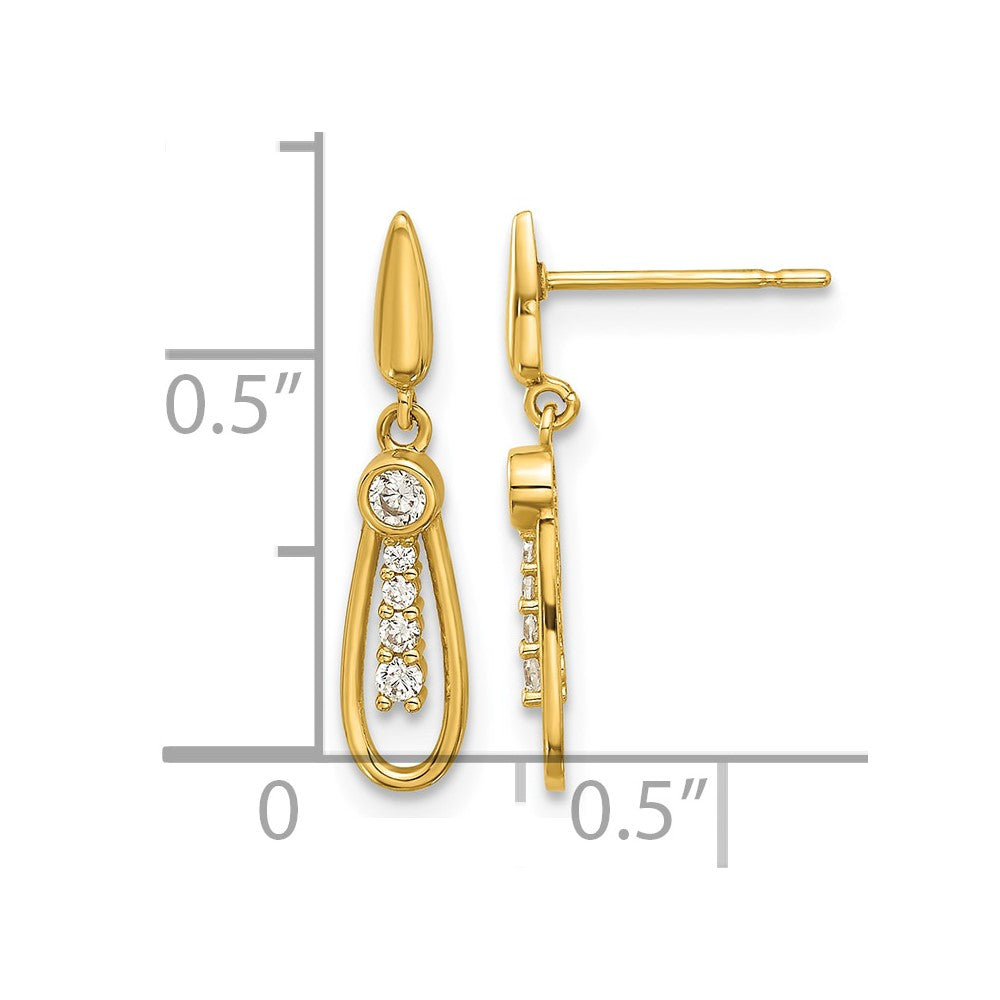 14k Madi K Polished CZ Fancy Post Dangle Earrings