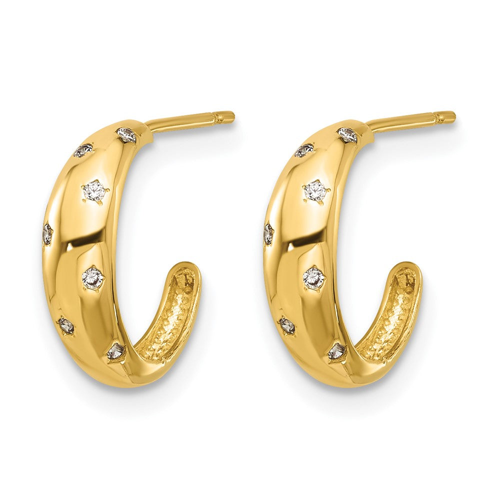 14k Madi K Polished CZ Post Hoop Earrings