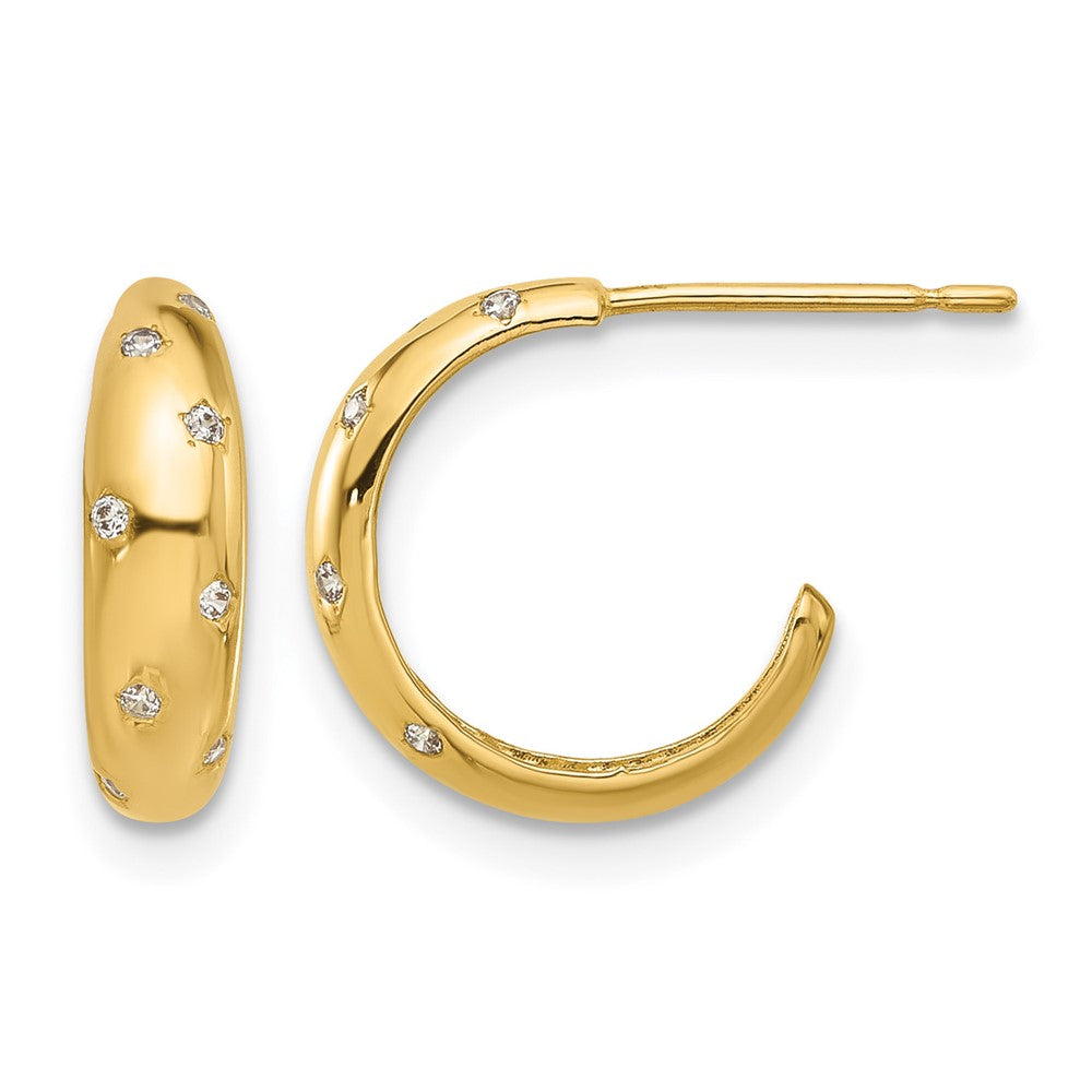 14k Madi K Polished CZ Post Hoop Earrings