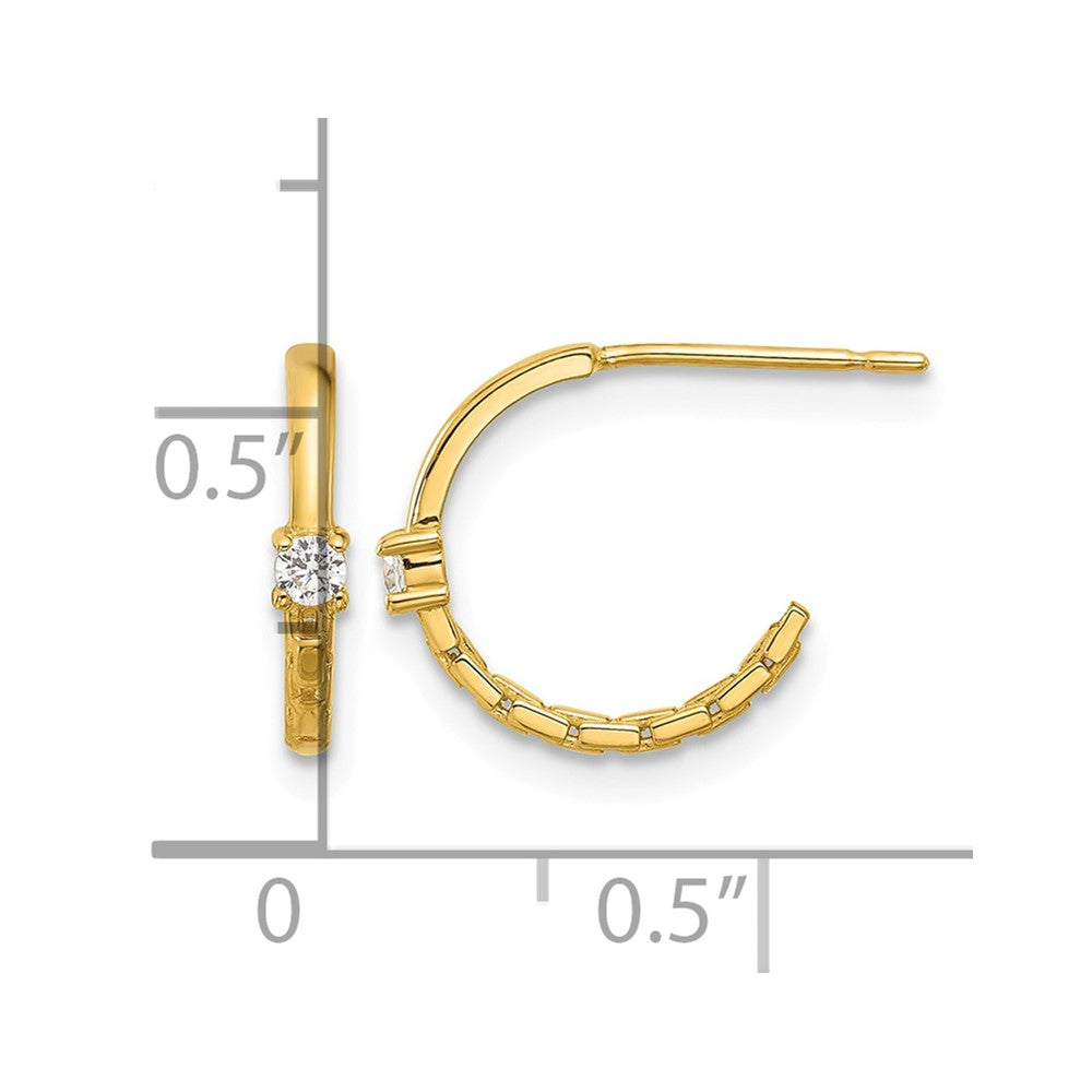 14k Madi K Polished CZ Link Post Hoop Earrings