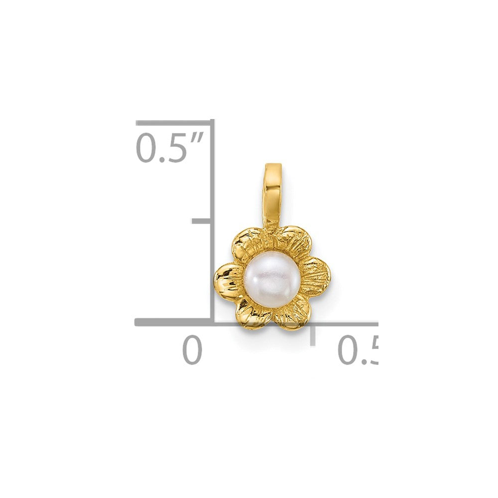 14k Madi K 3-4mm Button Freshwater Cultured Pearl Flower Pendant