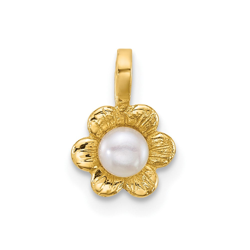 14k Madi K 3-4mm Button Freshwater Cultured Pearl Flower Pendant