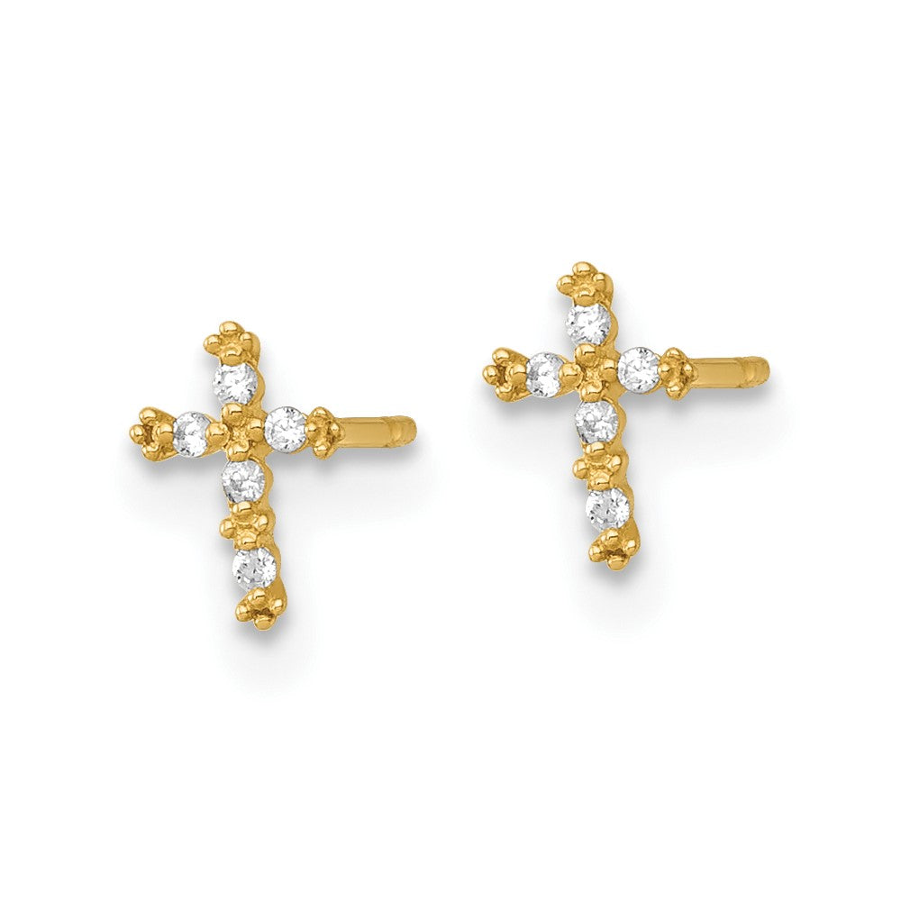 14k Madi K Polished CZ Cross Post Earrings