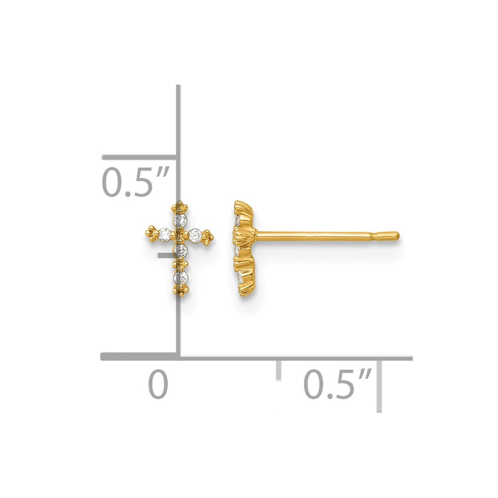 14k Madi K Polished CZ Cross Post Earrings