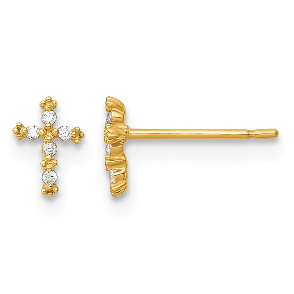 14k Madi K Polished CZ Cross Post Earrings