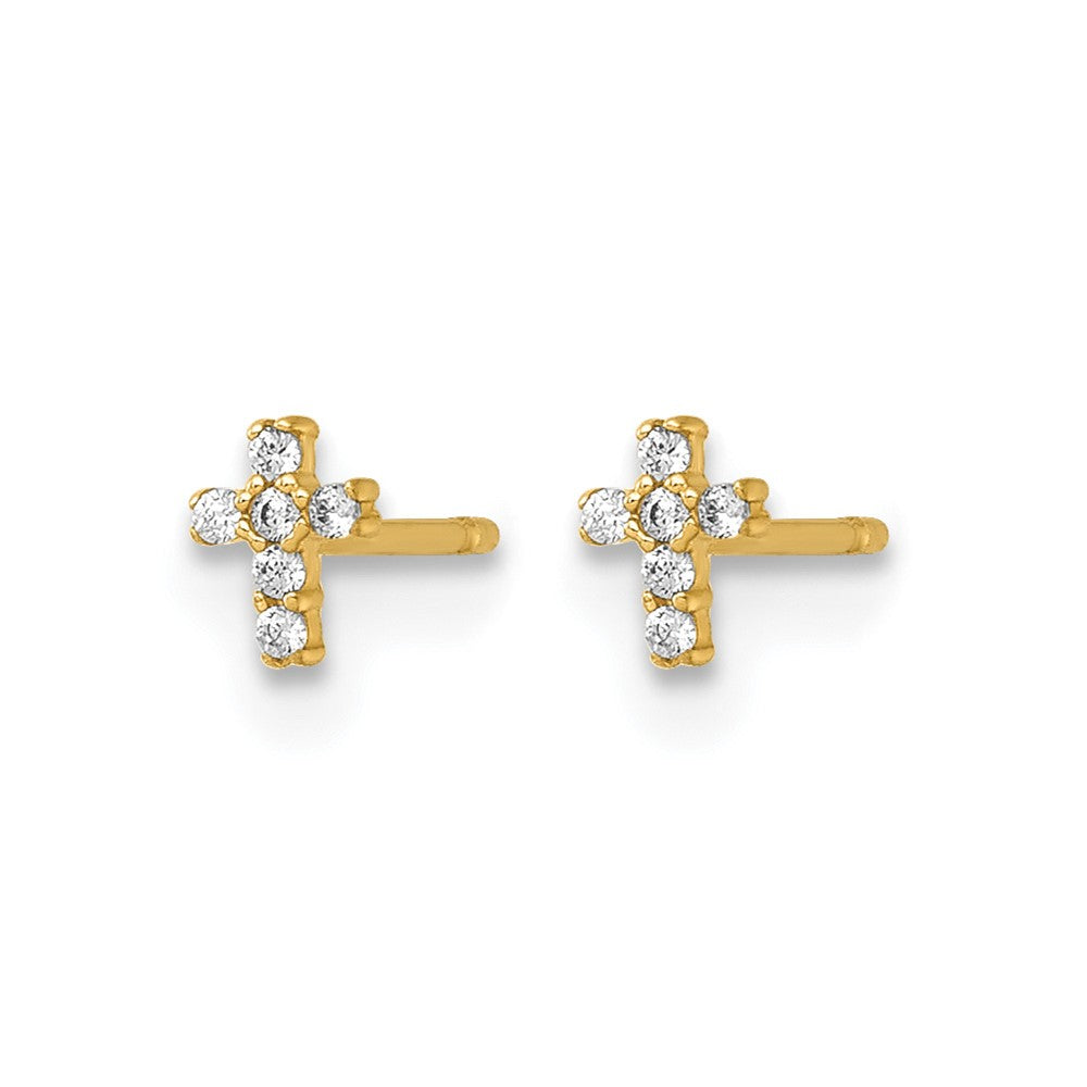 14k Madi K Polished CZ Cross Post Earrings