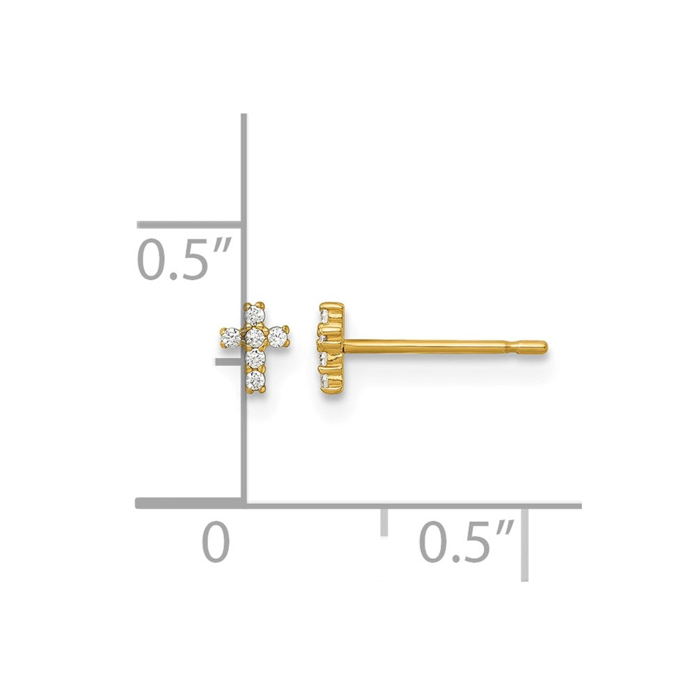 14k Madi K Polished CZ Cross Post Earrings