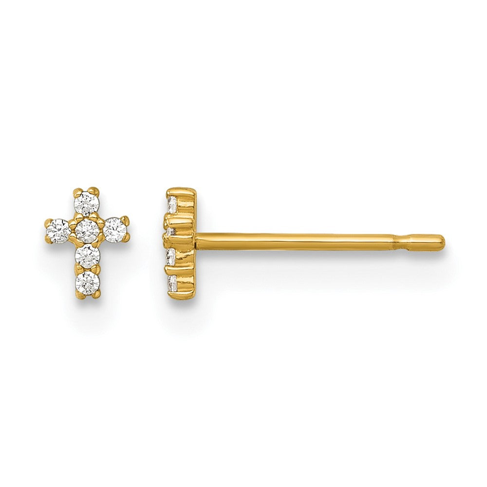 14k Madi K Polished CZ Cross Post Earrings
