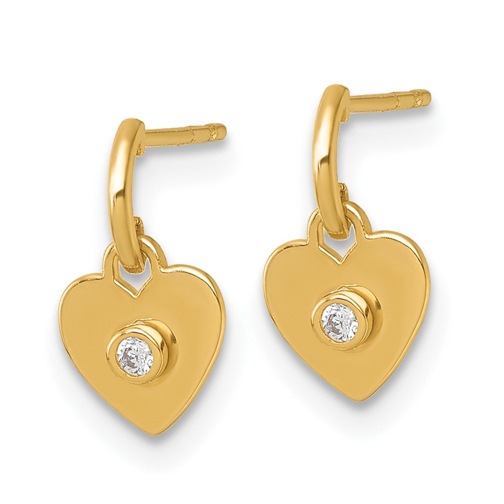 14k Madi K Polished CZ Heart Post Dangle Earrings