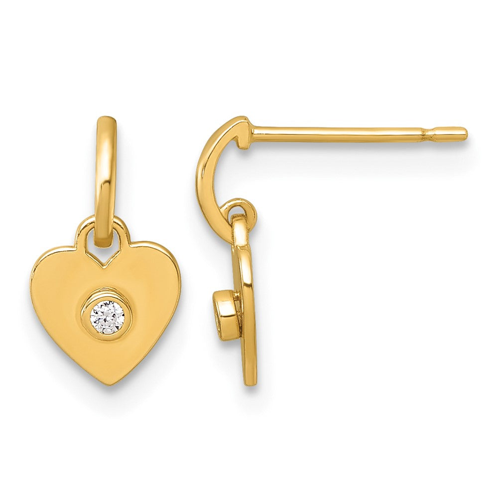 14k Madi K Polished CZ Heart Post Dangle Earrings