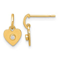 14k Madi K Polished CZ Heart Post Dangle Earrings