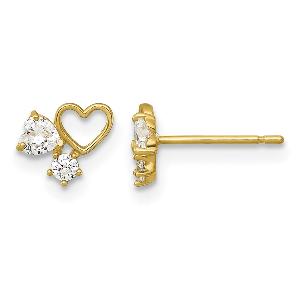 14k Madi K Polished CZ Hearts Post Earrings