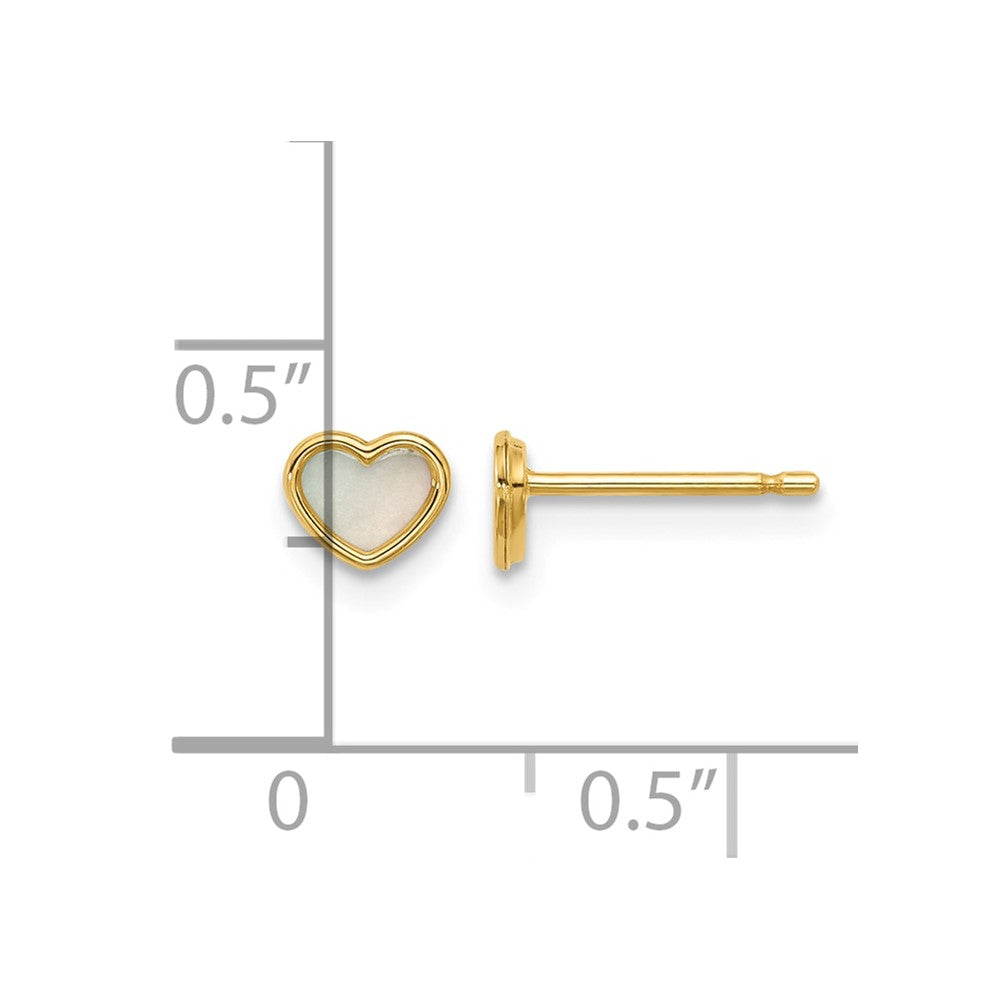 14K Polished Mother of Pearl Heart Post Earrings