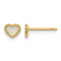 14K Polished Mother of Pearl Heart Post Earrings