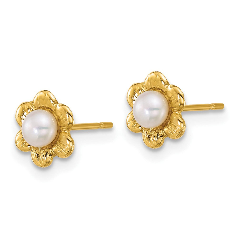 14k Madi K 3-4mm Button Freshwater Cultured Pearl Flower Earrings